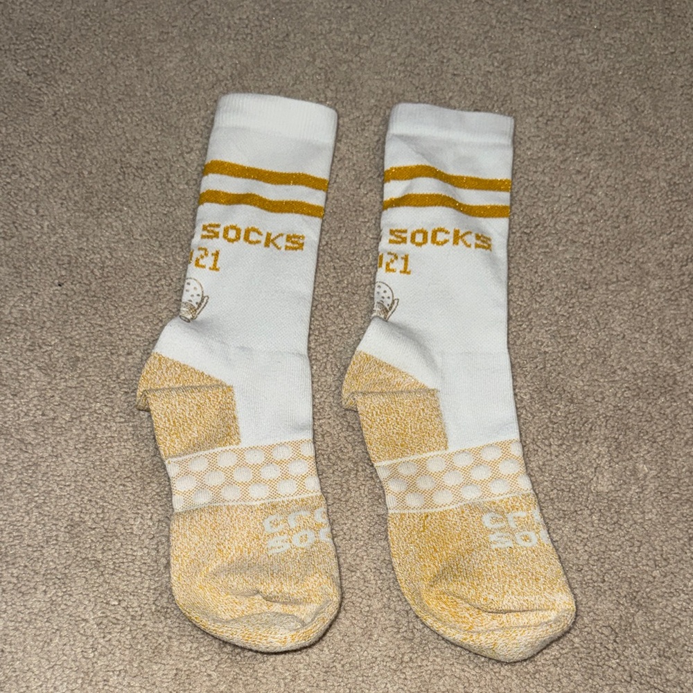 Crocs Socks 2021 White/Gold Shimmer Large